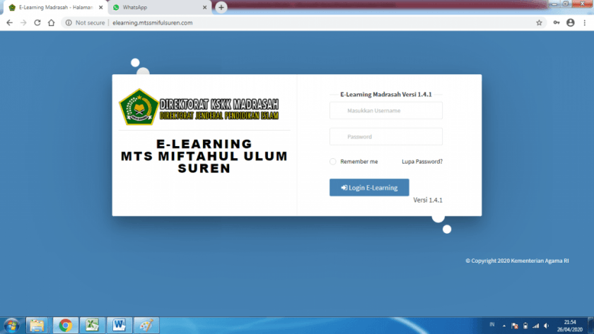 Pembelajaran daring MTs. Miftahul Ulum Suren                   http://elearning.mtssmifulsuren.com/